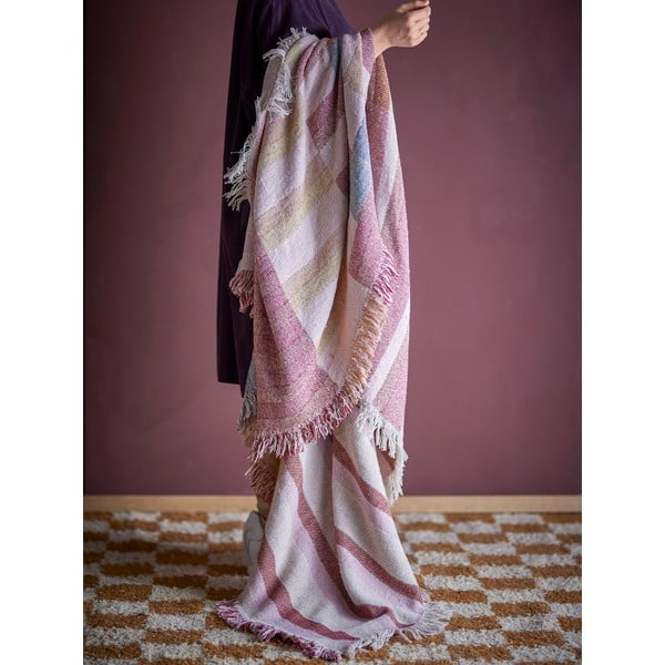 Brązowy koc z bawełny z recyklingu 130x160 cm Lane – Bloomingville-image-1