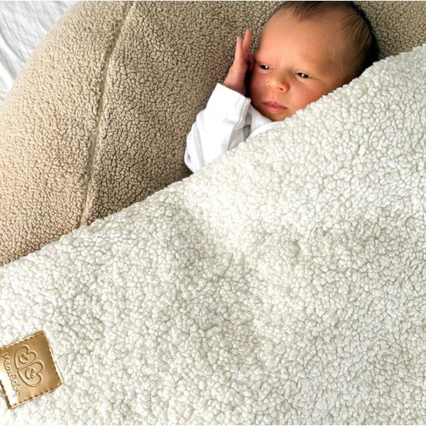Kremowy koc dziecięcy z materiału sherpa 100x77 cm – Meowbaby-image-1