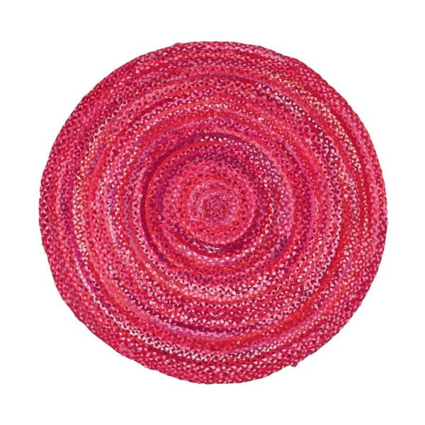 Różowy okrągły dywan z bawełny Eco Rugs, Ø 150 cm