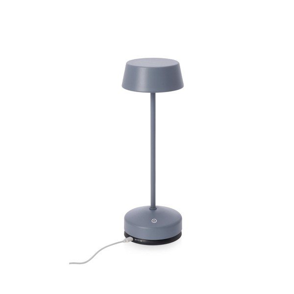 Niebieska metalowa lampa stołowa LED ze ściemniaczem/z ładowarką bezprzewodową z plastikowym kloszem (wysokość 33 cm) Esprit – Bizzotto-image-2