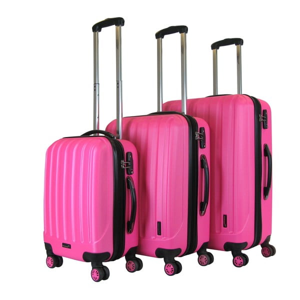 Zestaw 3 różowych walizek na kółkach Packenger Koffer