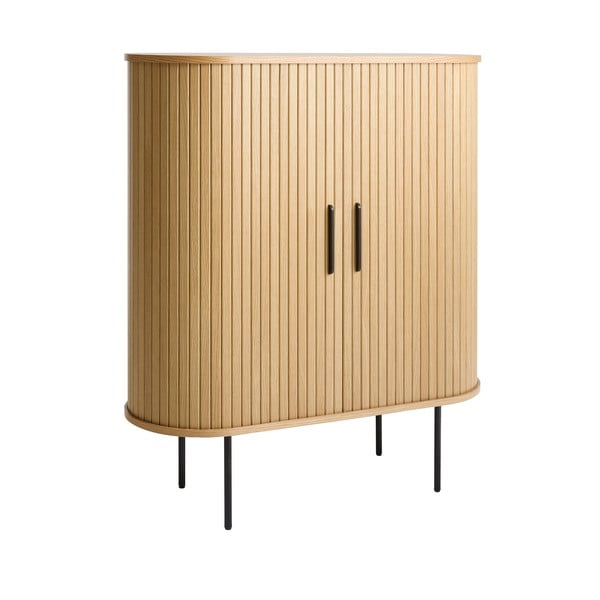 Szafka na wino w dekorze dębu z drzwiami przesuwnymi w naturalnym kolorze 100x118x40 cm Nola – Unique Furniture-image-1