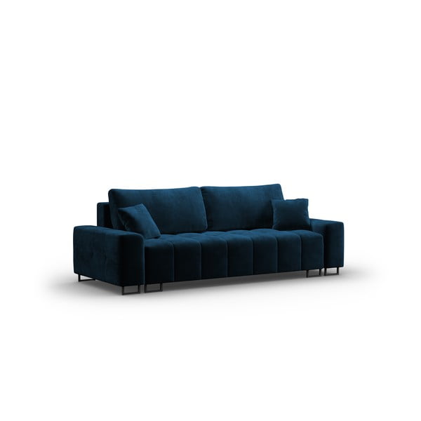 Niebieska aksamitna rozkładana sofa ze schowkiem 250 cm Wicklow – Cosmopolitan Design-image-2