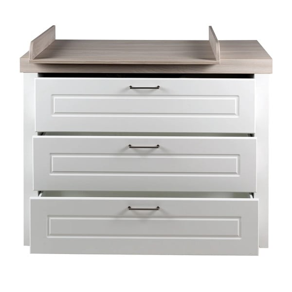 Biała niska komoda dziecięca w dekorze wiązu z przewijakiem 120x98 cm Felicia – Roba-image-3