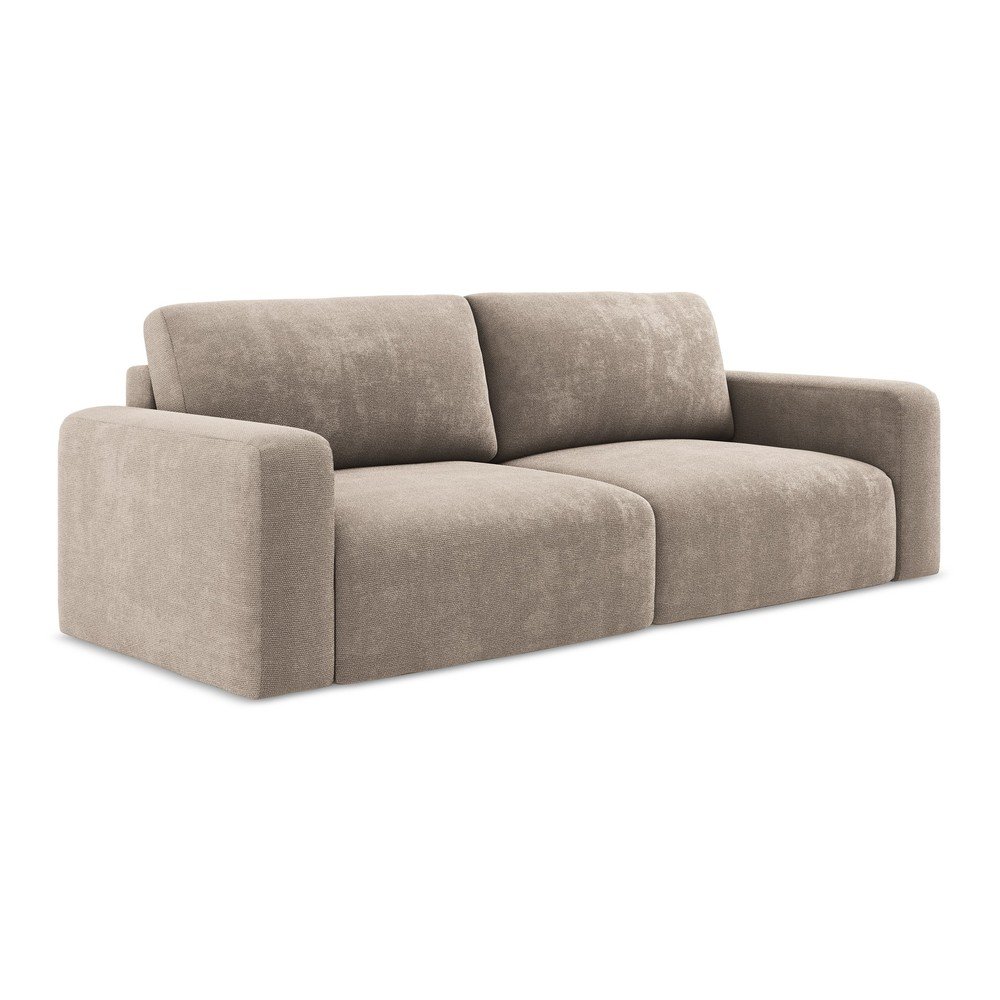 Beżowa rozkładana sofa ze schowkiem z tkaniny szenilowej 252 cm Kona – Makamii (zdjęcie 3)