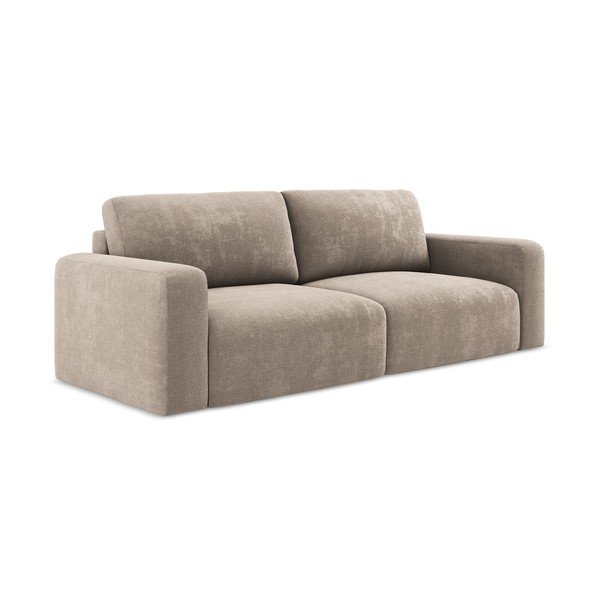 Beżowa rozkładana/ze schowkiem sofa z tkaniny szenilowej 252 cm Kona – Makamii-image-2