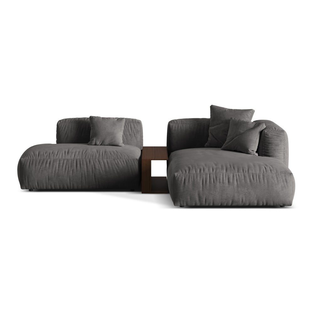 Szary aksamitny narożnik modułowy (prawostronny/z szezlongiem) Martina – Micadoni