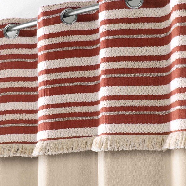 Ceglasto-naturalna bawełniana zasłona 140x240 cm Atlas – douceur d'intérieur-image-1