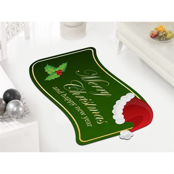 Zielony dywan Vitaus Merry Christmas And Happy New Year, 60x100 cm-image-1