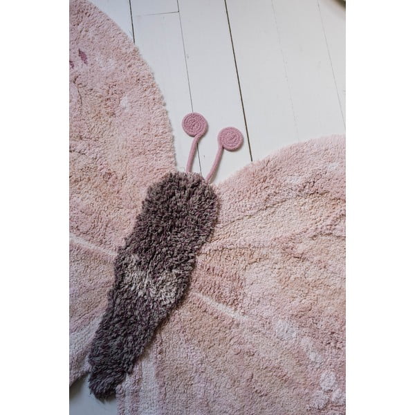 Jasnoróżowo-beżowy bawełniany dywan dziecięcy tkany ręcznie odpowiedni do prania 90x120 cm Baby Butterfly – Lorena Canals-image-4