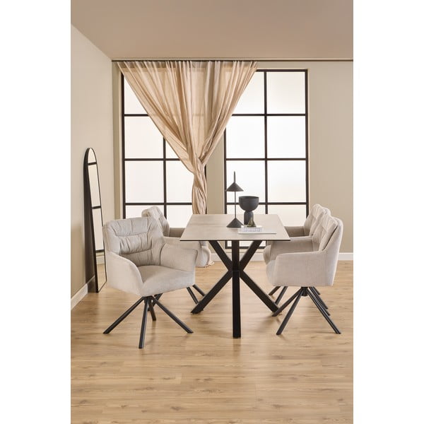 Beżowy tapicerowany fotel jadalniany z podłokietnikami Alonso – Actona-image-3