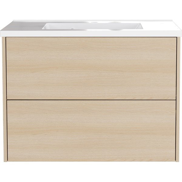 Wisząca szafka pod umywalkę w dekorze dębu w naturalnym kolorze 81x61 cm Bodera – Germania-image-2