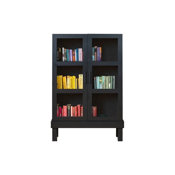 Czarna witryna z litego drewna sosnowego 107x160x39 cm Bonk – WOOOD-image-3
