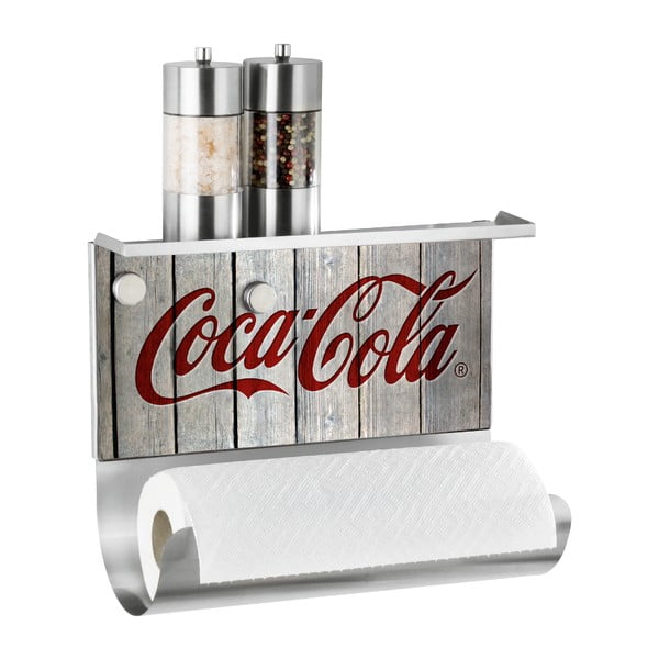 Magnetyczny uchwyt na ręczniki papierowe z półką Wenko Coca-Cola Wood