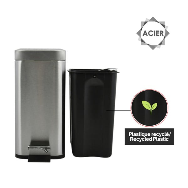 Stalowy kosz na śmieci z pedałem w kolorze matowego srebra 5 l   Erik – Spirella-image-4