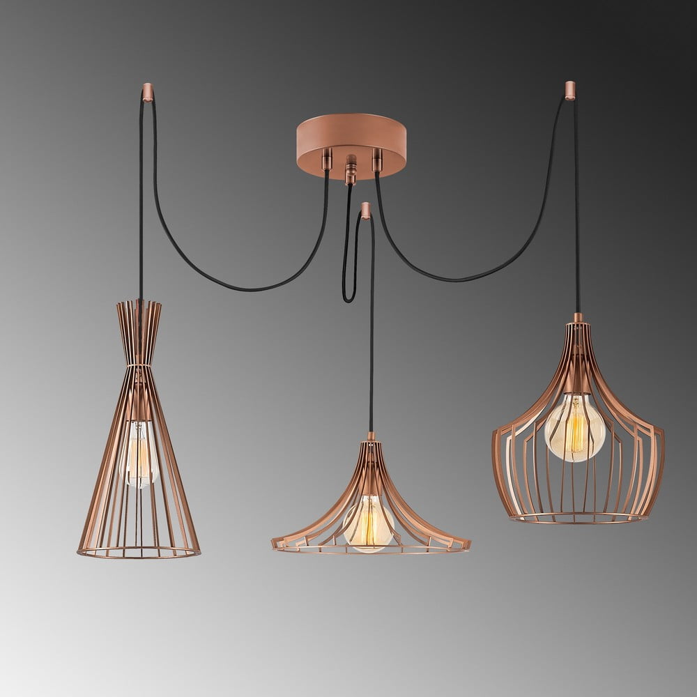 Lampa wisząca w kolorze miedzi z metalowym kloszem Mezopotamya – Opviq lights (zdjęcie 6)