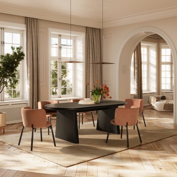 Brzoskwiniowe tapicerowane fotele jadalniane zestaw 2 szt. Ginny – MOME-image-1