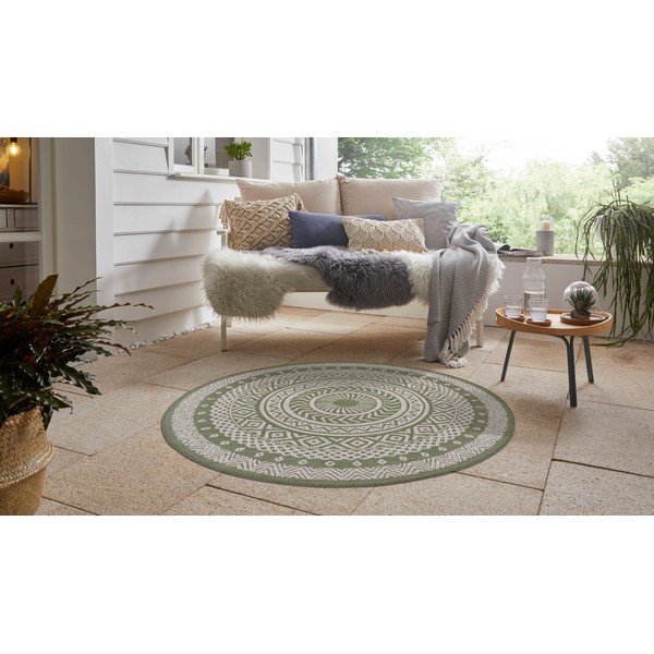 Zielono-beżowy dywan odpowiedni na zewnątrz Ragami Round, ø 120 cm-image-4