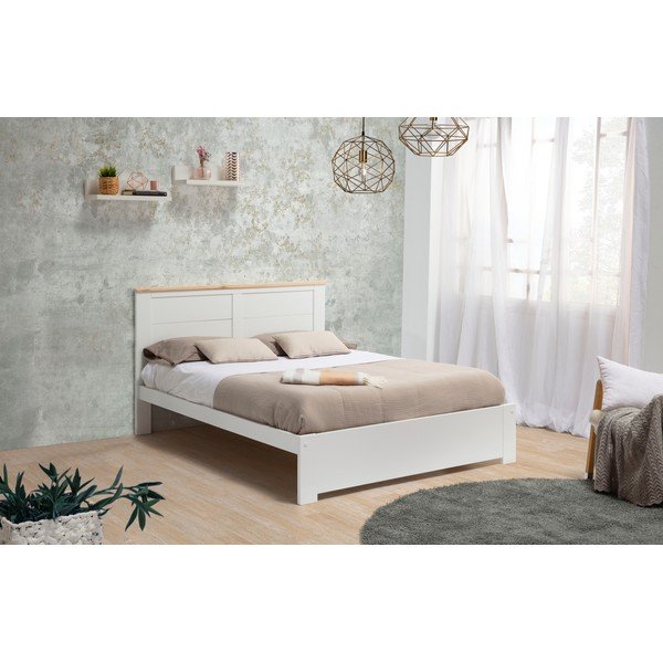 Białe łóżko dwuosobowe 140x190 cm Akira – Marckeric-image-1