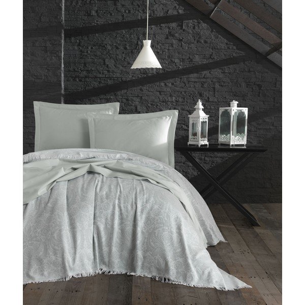 Zestaw narzuty na łóżko i 2 poszewek na poduszki EnLora Home Nish Water Green, 240x260 cm