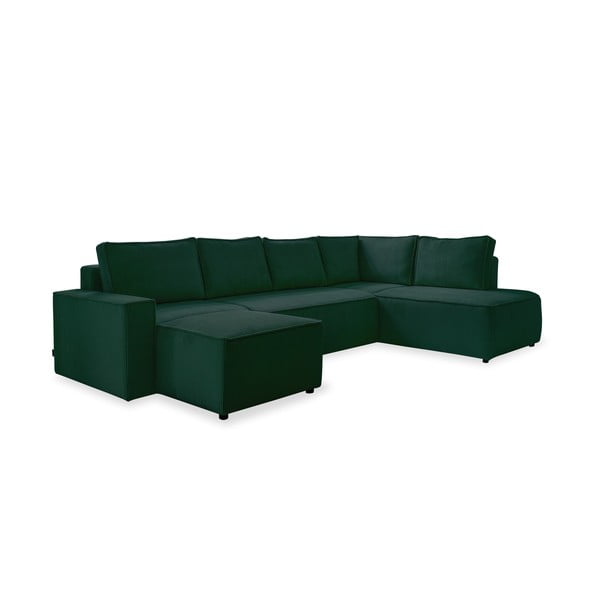 Ciemnozielony sztruksowy rozkładany narożnik (prawostronny/w kształcie litery U) Brave Dave – Miuform