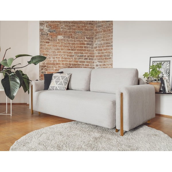 Jasnoszara sztruksowa rozkładana/ze schowkiem sofa 244 cm Arcadova – ELTAP-image-3