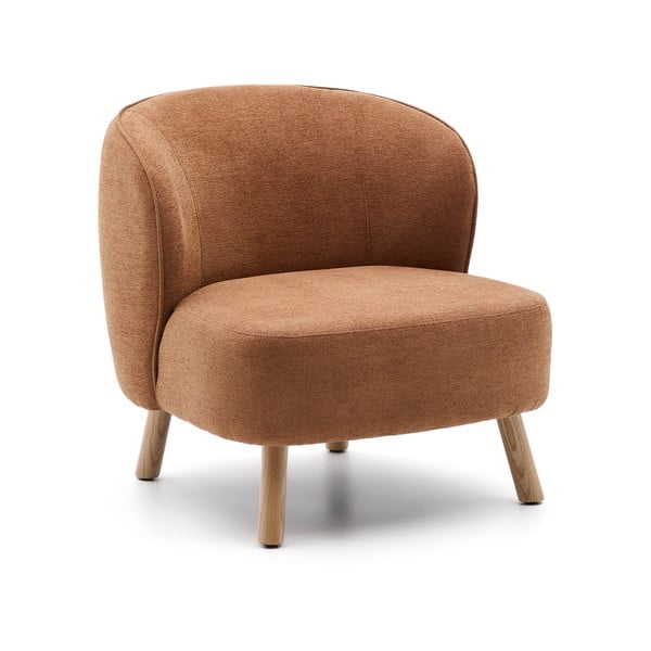 Fotel z tkaniny szenilowej w kolorze terakoty Ulit – Kave Home