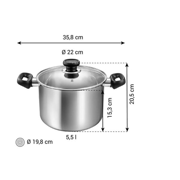 Garnek ze stali nierdzewnej z pokrywką odpowiedni na indukcję 5,5 l Brava – Tescoma-image-3