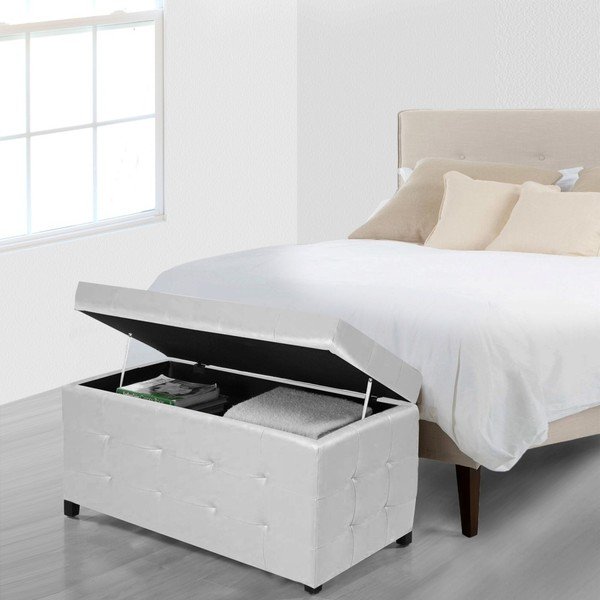 Biały puf ze schowkiem Evergreen House Multi, 84x49 cm-image-2