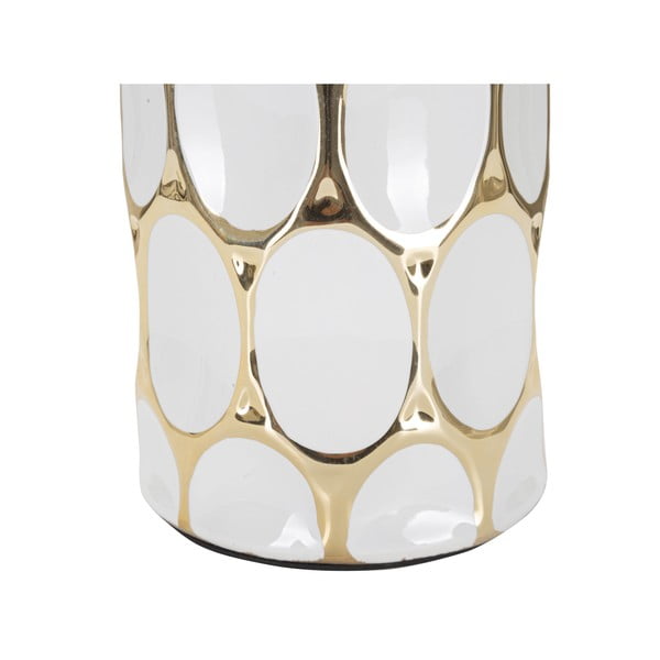 Ceramiczna lampa stołowa w biało-złotym kolorze z tekstylnym kloszem (wysokość 56 cm) Glam Carv – Mauro Ferretti-image-3