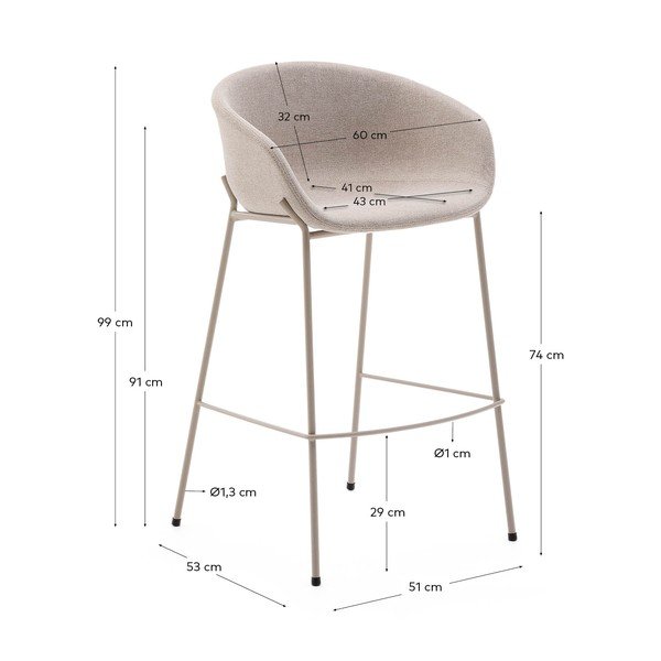 Beżowy hoker (wysokość siedziska 75 cm) Yvette – Kave Home-image-3