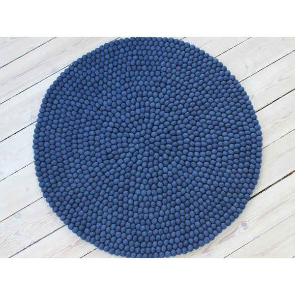 Niebieski wełniany dywan kulkowy Wooldot Ball Rugs, ⌀ 200 cm-image-1