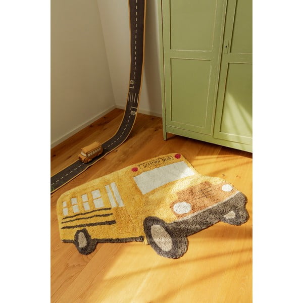 Bawełniany dywan dziecięcy odpowiedni do prania/tkany ręcznie w kolorze ochry 90x130 cm School Bus – Lorena Canals-image-2