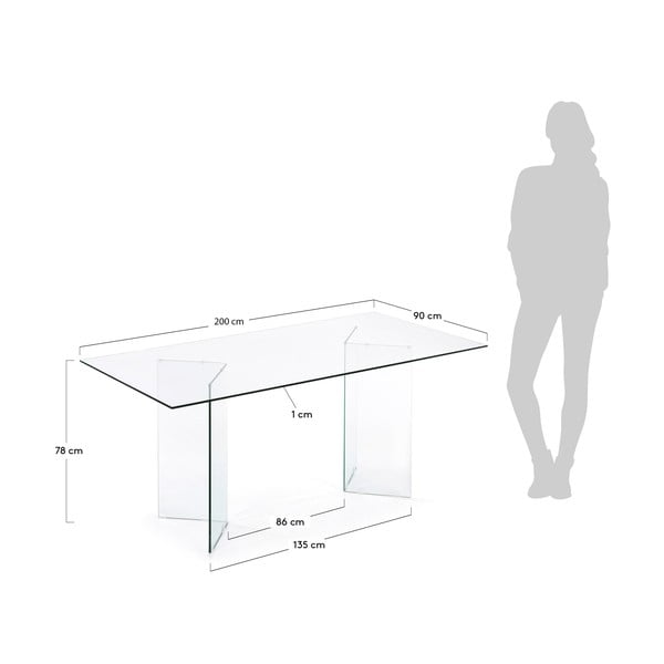 Stół ze szklanym blatem 90x200 cm Burano – Kave Home-image-4