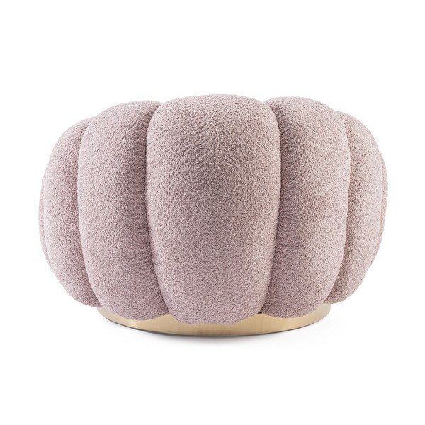 Różowy obrotowy fotel z materiału bouclé Florel – Bizzotto-image-4