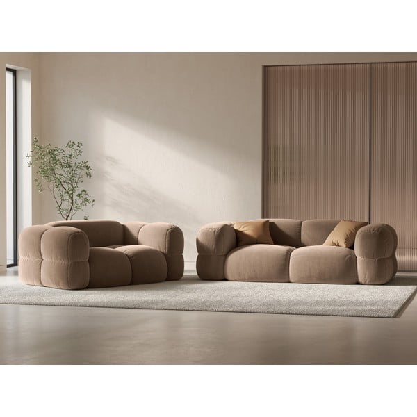 Brązowa aksamitna sofa 210 cm Loretto – Cosmopolitan Design-image-1