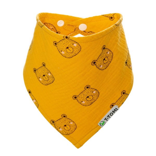 Żółty muślinowy śliniak-bandana T-TOMI Bears