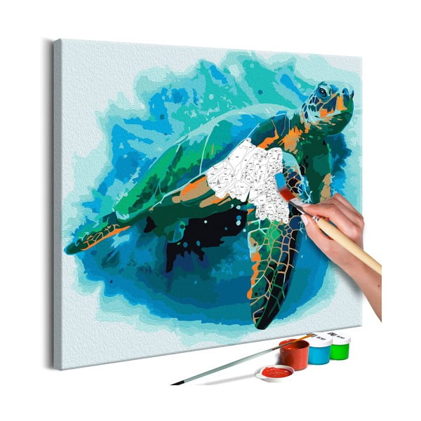 Zestaw płótna, farb i pędzli DIY Artgeist Turtle, 40x40 cm