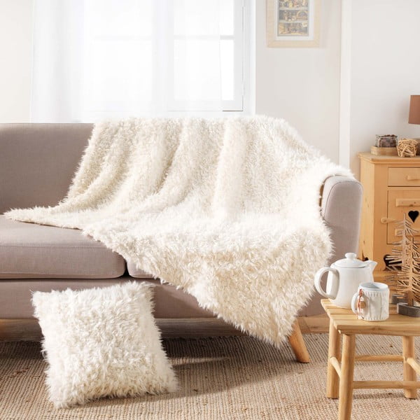 Biały koc ze sztucznego futra 125x150 cm Mouton – douceur d'intérieur-image-2