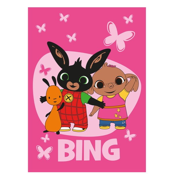 Różowy polarowy koc dziecięcy 100x150 cm Bing Bunny "Butterflies" – Jerry Fabrics