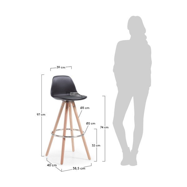 Zestaw 2 czarnych hokerów La Forma Stag-image-1