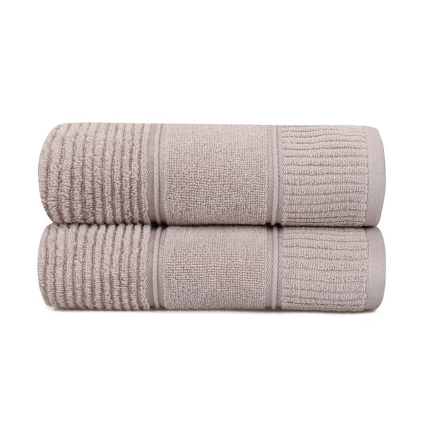 Zestaw 2 jasnobrązowych bawełnianych ręczników Foutastic Daniela, 50x90 cm