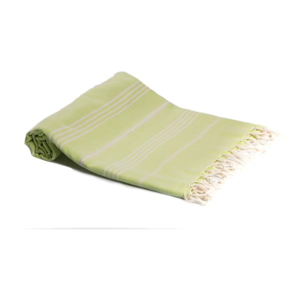 Pistacjowy ręcznik kąpielowy tkany ręcznie Ivy's Ebru, 100x180 cm