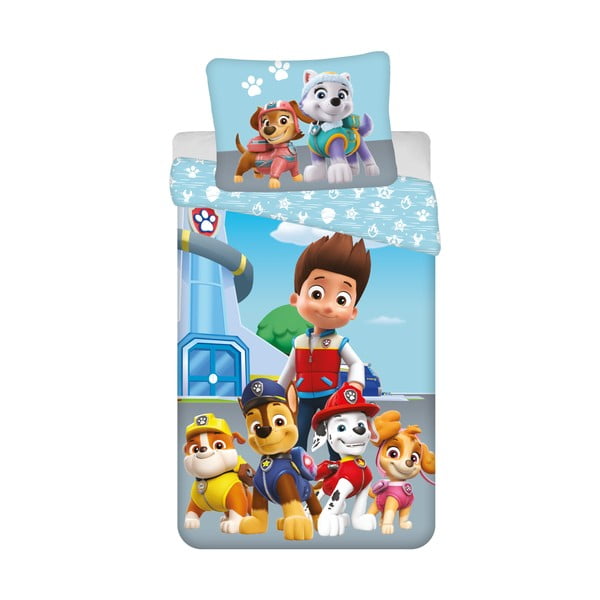 Niebieska bawełniana pościel dziecięca jednoosobowa 140x200 cm Paw Patrol – Jerry Fabrics