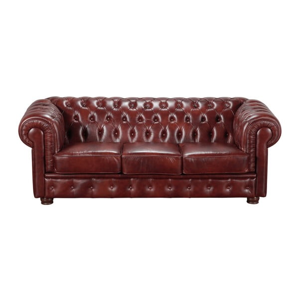 Czerwona sofa trzyosobowa ze skóry Max Winzer Bristol