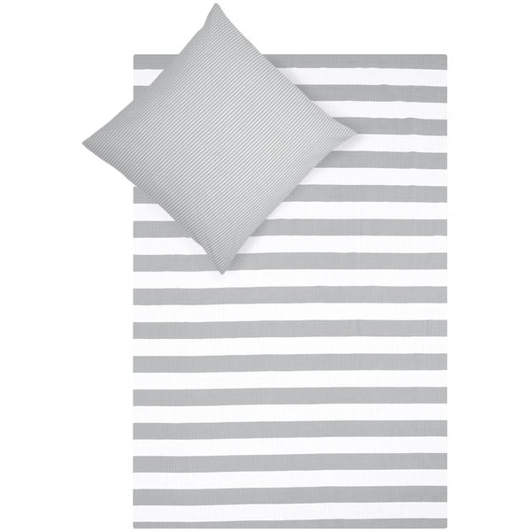Szaro-biała bawełniana pościel jednoosobowa Kjana Lorena, 135x200 cm