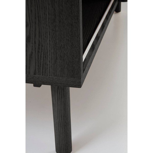 Czarna szafka w dekorze jesionu z drzwiami przesuwnymi 124x80x45 cm Sion – Jotex-image-3