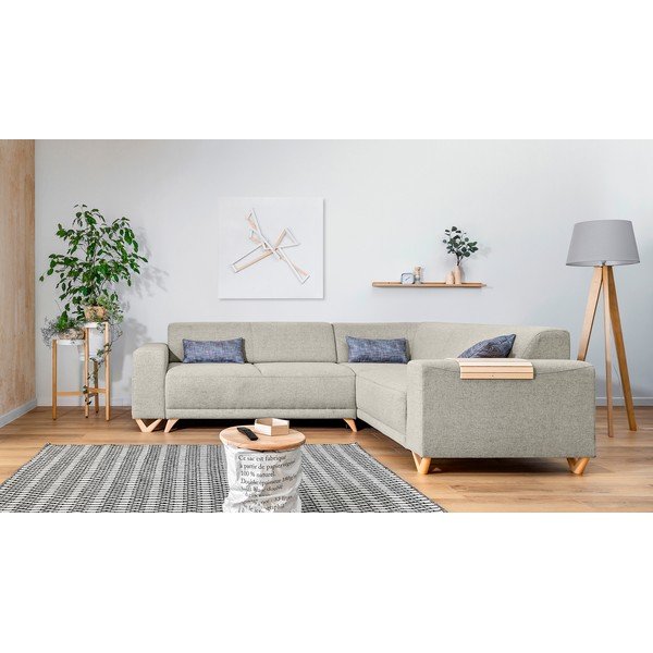 Beżowy rozkładany/ze schowkiem narożnik (prawostronny/w kształcie litery L) Classy Sophie – Miuform-image-1