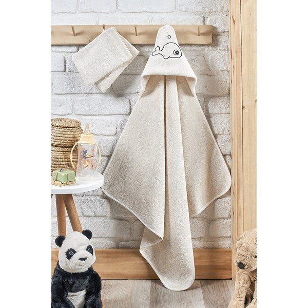 Beżowy ręcznik dziecięcy z bambusa i bawełny Mila – Lydia&Co-image-1