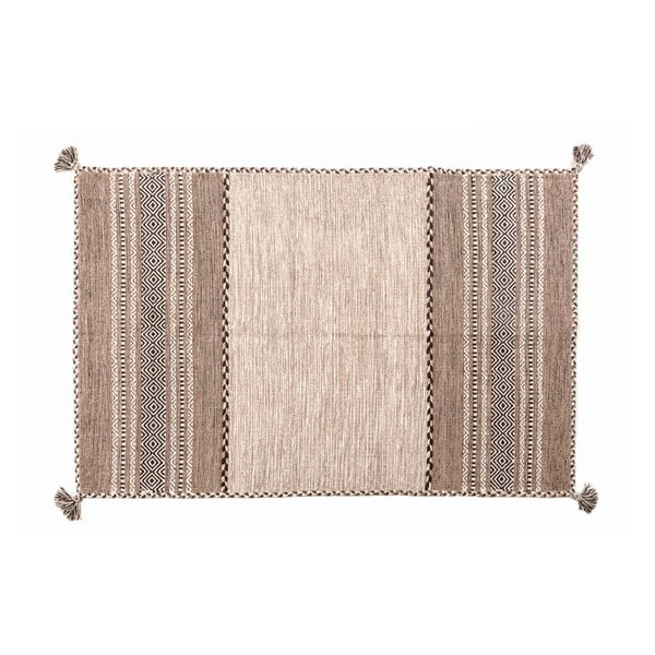 Beżowo-brązowy dywan ręcznie tkany Navaei & Co Kilim Tribal 105, 90x60 cm